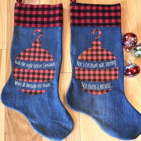 Handmade Old-Fashioned Christmas Stockings, Set of 2, Twas Night Before... - Picture 7 of 12